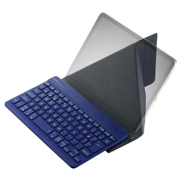 エレコム ワイヤレス キーボード Bluetooth Slint 超薄型 充電式 パンタグラフ 保護ケース付 3台マルチペアリング OS自動識別 Windows/macOS/ChromeOS/iOS/iPadOS/Android ブルー TK-TM15BP