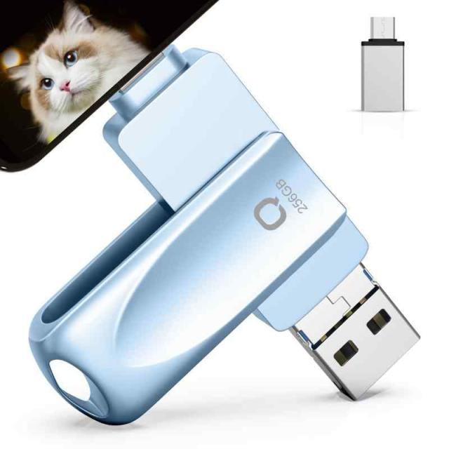 USB メモリー 高速でデータ移行 容量不足解消 外付けUSB USB3.0 多機能 バックアップ OTG (256GB グレー)