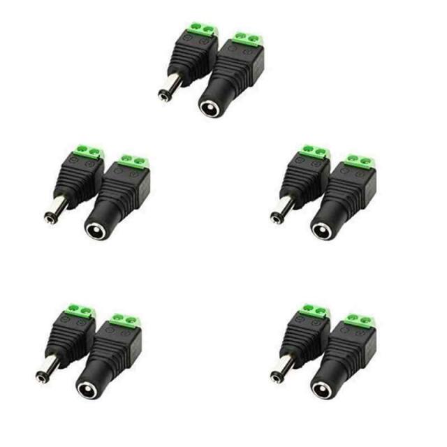 LitaElek 10個セット 5.5mm x 2.1mm DC 5V-24V電源アダプタコネクタネジ端子アダプタCCTVカメラとCOB LEDテープライト SMD LEDテープライト LEDストリップライト用DCジャック変換プラグ（5 メス + 5 オス その他オーディオ