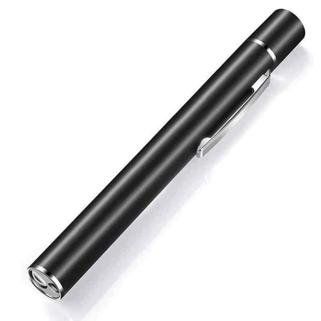 KIMLONTONダブル光源 懐中電灯 小型 LED ハンディライト ペンライト USB充電式 超軽量 高耐久 クリップ付き 携帯便利 キャンプ アウトドア ライト (ブラック)