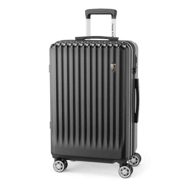 [New Trip] ストッパー付き スーツケース 機内持ち込み キャリーケース 大型 キャスタロック 軽量 YKKファスナー 物掛けフック 耐衝撃 キャリーバッグ 静音 TSAローク搭載 ファスナータイプ 旅行 ビジネス 出張 1〜3泊 ブラック色 (ブ