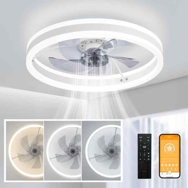 LEDシーリングファンライト キュレーター付き 8~10畳 調色/調光/風量調整 DCモーター天井扇 最大5200LM ファン正逆回転 タイマー機能 節電 省エネ 寝室 和室 天井照明 空気循環 リモコン/説明書付 (8~10畳)