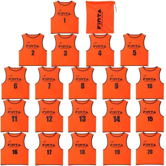 [フィンタ] FINTA サッカー フットサル 大人用 ビブス ゲームベスト 20枚セット フリーサイズ FT6556 ((6100)オレンジ)