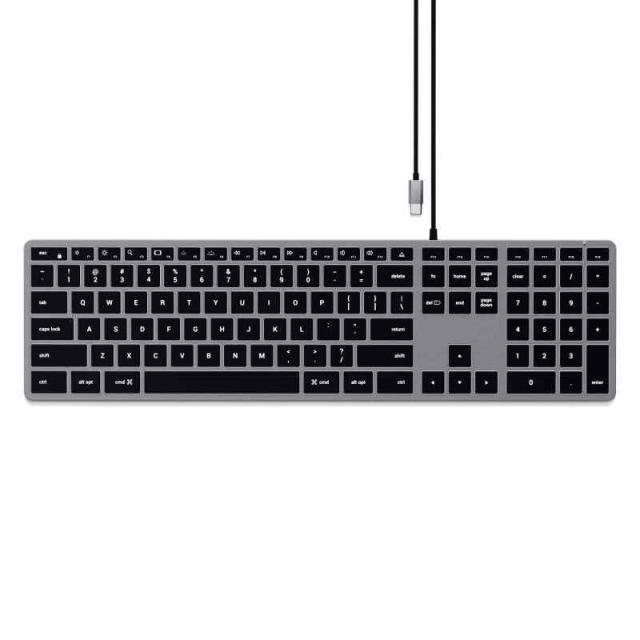 SATECHI Slim W3 有線バックライトメカニカルキーボード ？ テンキー付 薄型 US QWERTY 配列、USB-C 接続 ？ MacBook Air &amp; Pro M5/M4、Mac Mini、iPad Air &amp; Pro、iMac 他対応 ？