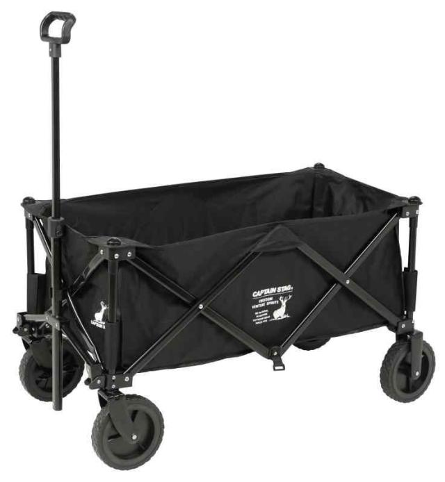 キャプテンスタッグ(CAPTAIN STAG) アウトドアワゴン CS 収束型 4輪キャリー 収納バッグ付き 前輪ストッパー付き 【UL-1055/UL-1056/UL-1031/UL-1035】 (ブラック)