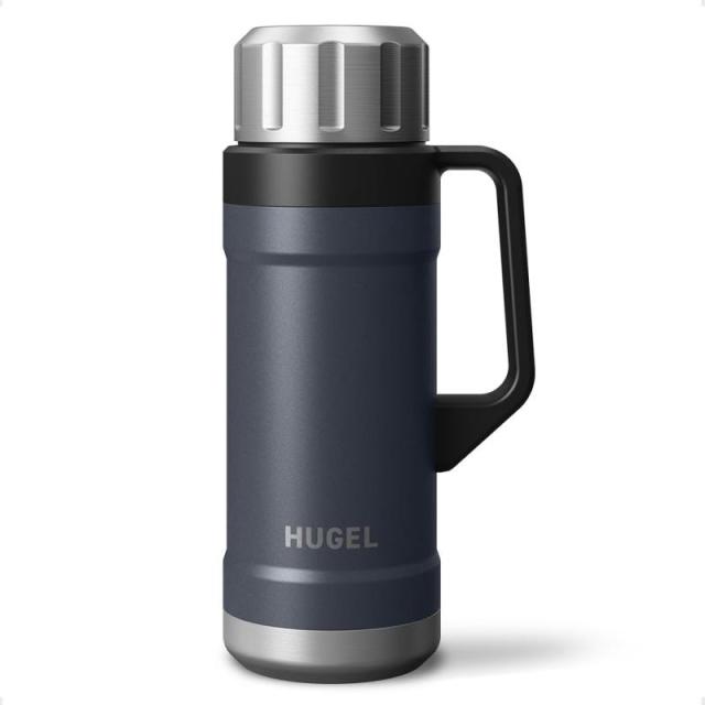 【最大10日間保冷】真空断熱6層構造マグボトル 1900ml アイリスオーヤマ HUGEL チャコールグレー 最大80時間保冷 /最大60時間保温 簡単お手入れ フタ付一体型 食洗器対応 ハンドル付き アウトドア キャンプ スポーツ ピクニック