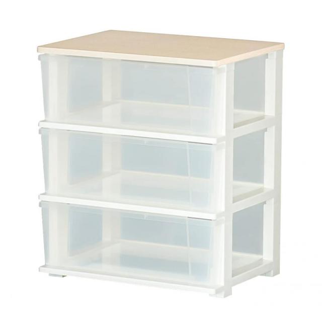 JEJアステージ 収納チェスト ピット 木製天板 ワイドチェスト 3段 日本製 簡単組み立て 幅54.5×奥行40.5×高さ64.5cm