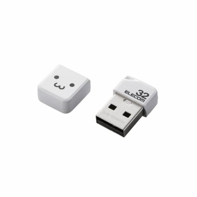 エレコム USBメモリ 64GB USB2.0 小型 キャップ付ブラック MF-SU2B64GBK (32GB ホワイト)
