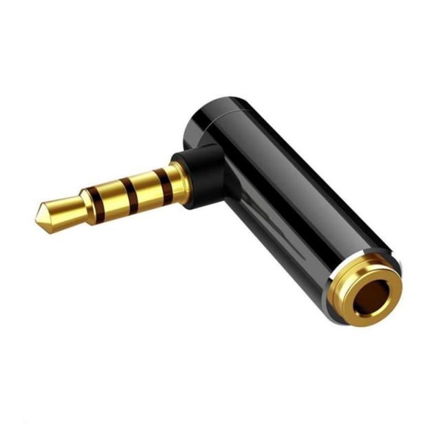L字型3.5mm ステレオミニプラグ4極 3.5mm L型変換コネクタ 90度 ミニジャック イヤホン接続 角度変換コネクタ