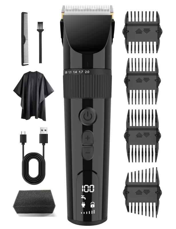 バリカン 電動バリカン ヘアーカッター メンズ 散髪 「2025新登場・TEYP-C急速充電・届いたらすぐ使える全セット」 5時間連続使用 6段階変速 5段階刈り高さ 8高さアタッチメント LEDディスプレイ IPX7 防水 坊主 ツーブロック 子供/家庭