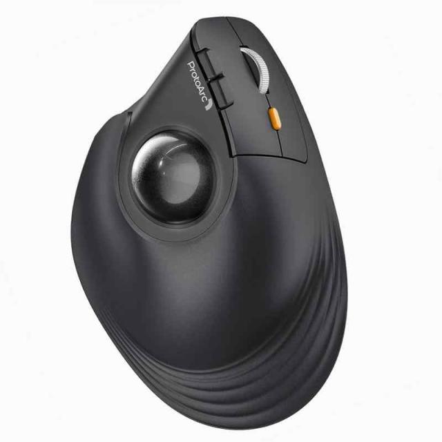ProtoArc EM05 NLバーティカル トラックボールマウス 縦型62° 2.4GとBluetooth両対応 ワイヤレス 5段階DPI 200/400/800/1200/1600 7ボタン 光学式 右手用 USB充電式 大容量の電池搭載 長時間PC作