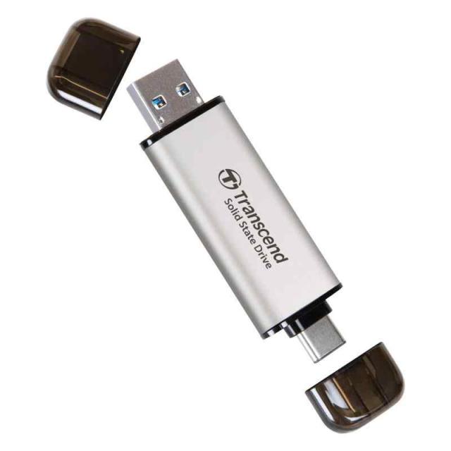 トランセンドジャパン トランセンド ポータブルSSD 1TB 高速 最大1050 MB/s 超小型,軽量11g Type-A/Type-C 両対応 PS4/PS5 動作確認済 USB 10Gbps シルバー TS1TESD310S