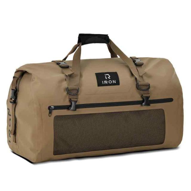 IRON JIAS バイクシートバッグ ツーリングバッグ キャンプツーリング ショルダーストラップ付き 反射テープ付き ワンタッチ装着 防水 軽量 丈夫 完全防水 ドラムバッグ ツーリングシートバッグ オートバイ アウトドア (ブラウン, 30L)