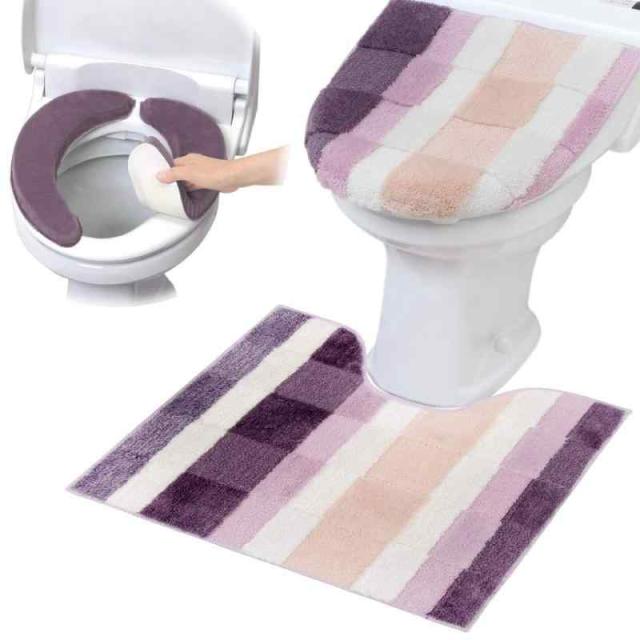 ヨコズナクリエーション トイレタリー (トイレマット&フタカバー&便座カバー ３点セット) (レギュラー, モザイク ピンク)