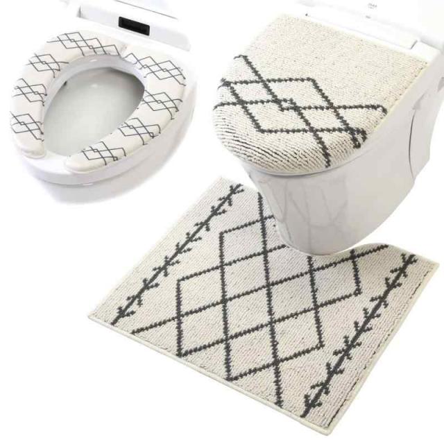 ヨコズナクリエーション トイレタリー (トイレマット&フタカバー&便座カバー ３点セット) (レギュラー, ベニワレン アイボリー)