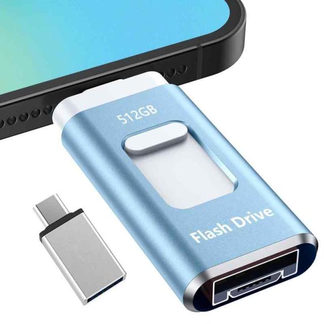 usbメモリ 【専用アプリ不要 アルバム整理簡単】 (アプリ不要512GB, ライトブルー)