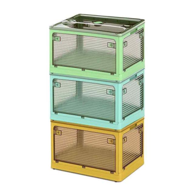 JPSunBloom 収納ボックス 折り畳み 積み重ね 蓋付き収納ボックス キャスター付き 全方向から取り出せる 大容量 三段ボックス 車用 収納ケース 衣類 布団 小物 おしゃれ コンテナ ボックス ぬいぐるみ 収納 折りたたみコンテナ 漫画 収納箱 収