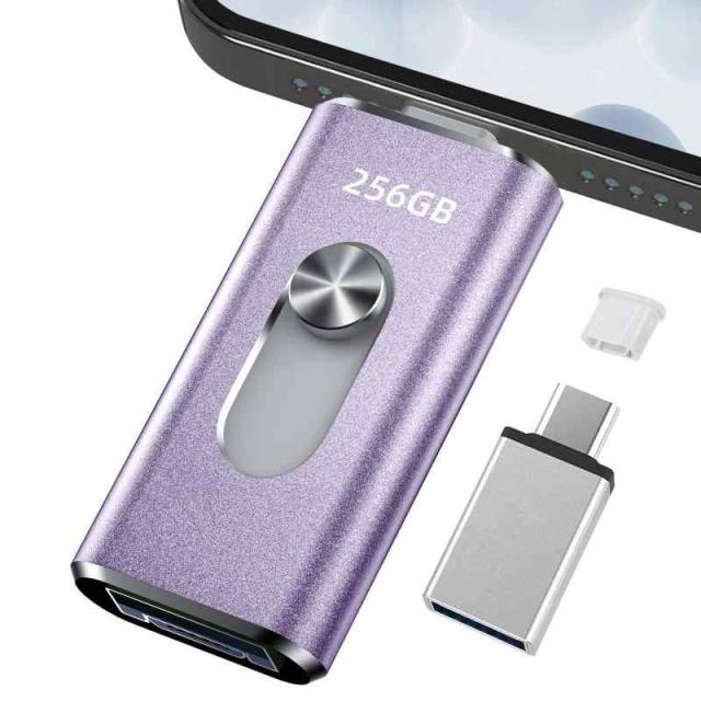 256GB usbメモリ【アプリ不要・アルバムから写真保存】４in1プッシュ型 Phone対応 スマホ携帯 高速 データ保存 バックアップ iOS/Type-C/USB/Micro USBフラッシュメモリ 外付けストレージ スライド式 容量不足解消 usb