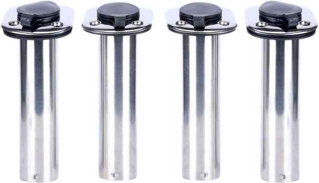 Amarine Made ステンレス製 90度 ロッドホルダー 4点セット 船べり埋め込み タイプ 内部硬質ガード 船ロッドホルダー