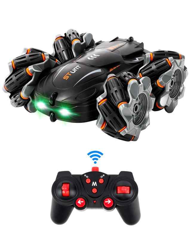 PGboys ラジコンカー こども向け スタントカー RCカー リモコンカー 分解せずに充電可能 360度回転 メカナムホイールのデザイン 両面走行 四輪駆動 オフロード 車おもちゃ クリスマスです 新年 贈り物