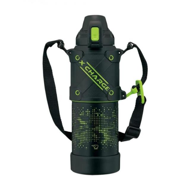 象印マホービン(ZOJIRUSHI) 水筒 シームレスせん スポーツタイプ 大容量 1.5L 直飲み ステンレスクールボトル ライムブラック せんとパッキン一体化 お手入れ簡単 洗う点数2点のみ SD-HA15-BG