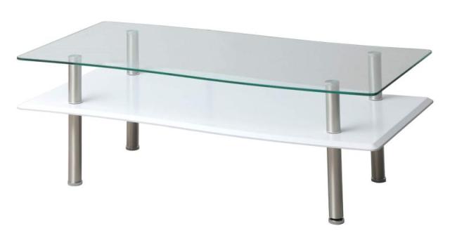 あずま工芸TOCOM リビングテーブル 10mm厚強化ガラス天板 ホワイト 幅110cm 高さ41cm ブリーズ GLT-2321