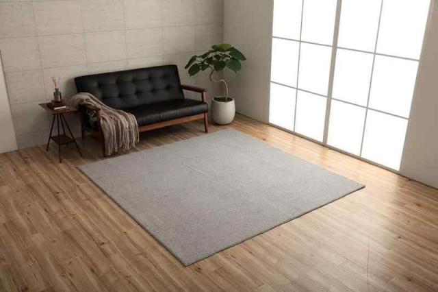 イケヒコ ラグ カーペット クレイド 約185×185cm グレー シンプル 約2畳 正方形 抗菌防臭 ループ オーバーロック #3985939