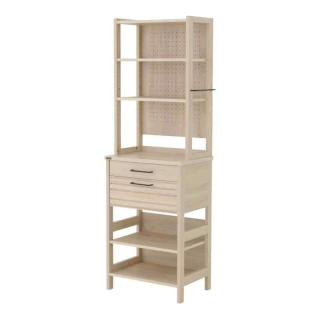 SATO(佐藤産業) 食器棚 オークホワイト 幅60cm 奥行40cm 高さ180cm LAFIKA LF180-60HC IV