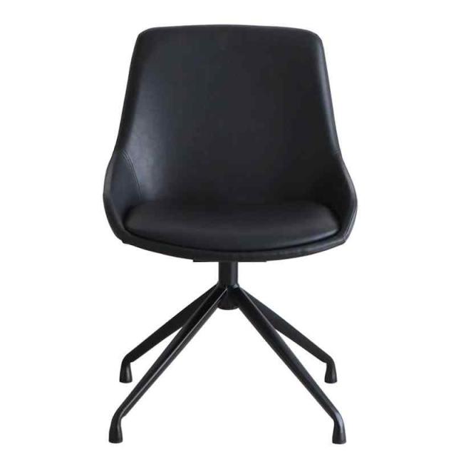 東馬 tohma ダイニングチェア ラウンドチェア 回転チェア ブラック スチール脚 合成皮革 肘無 カーナ 354245 東馬 tohma ダイニングチェア ラウンドチェア 回転チェア ブラック