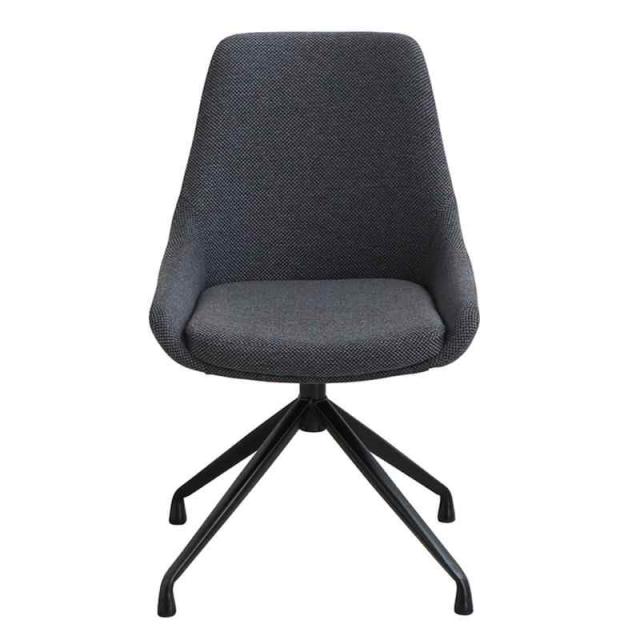 東馬 tohma ダイニングチェア ラウンドチェア 回転チェア チャコールグレー スチール脚 ファブリック 肘無 ファーブ 354248