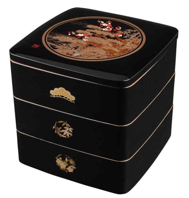 まえじゅう漆器 松竹梅 6.0 都三段重(B) 7R-615