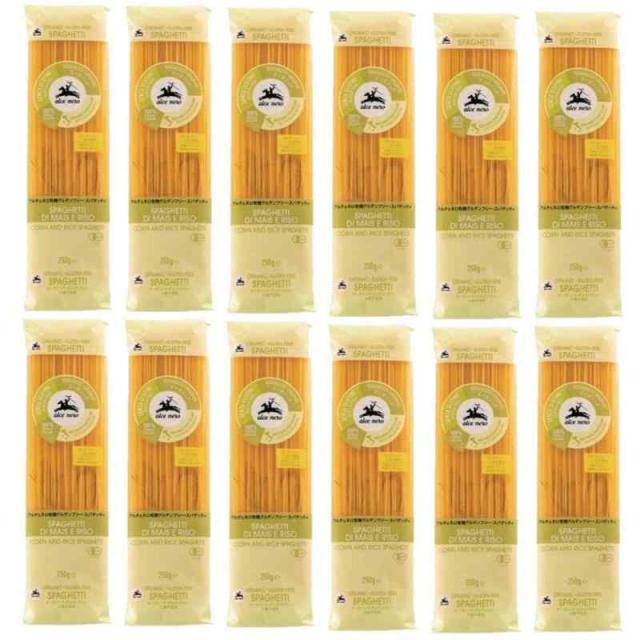 まめやの開発商品 アルチェネロ 有機グルテンフリー・スパゲティ 250ｇ×12袋 250グラム (x 12)