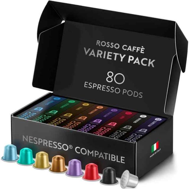ロッソカフェ 「リザーブシリーズ」ネスプレッソ マシン用 コーヒー 互換カプセル Rosso Caffe イタリア製 アルミ カプセル (アソート（80杯分）)