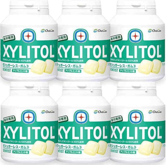【オーラルケア】【歯科専用】キシリトールガム　ボトルタイプ　９０粒入り（１５３ｇ）×６個　アップルミント