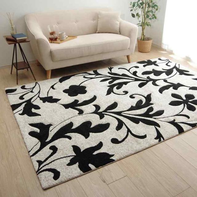 イケヒコ ラグ カーペット ネム トルコ ウィルトン 織り (133 x 190 cm (長方形), ネム・ブラック)
