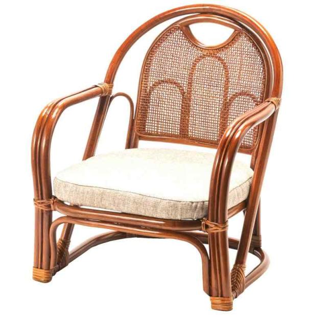 大竹産業 椅子 チェア 籐 ラタン ブラウン 47x49x56cm 籐らくらく椅子ロータイプ OTK-202-1
