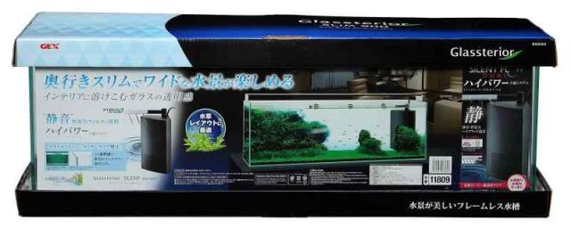 ジェックス GEX AQUARIUM グラステリアサイレント900スリム サイレントフロー付属 水槽3年 幅90cmワイドタイプフレームレス水槽W90×D22×H30cm 約54L