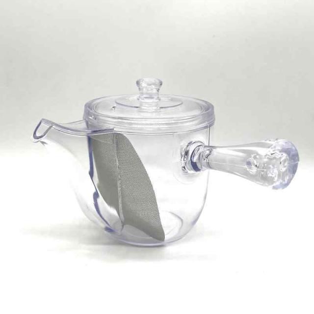 割れない透明急須 大容量タイプ 520ml クリア（野口熊太郎茶園ロゴ入り） お茶の淹れ方リーフレット付き 日本製 プラスチック製 食器洗浄機可 漂白剤可