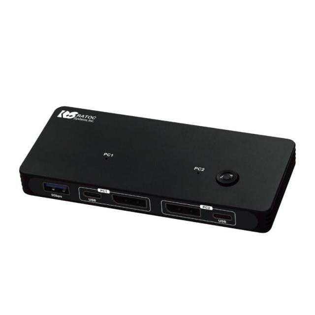ラトックシステム 8K 30Hz DisplayPort パソコン 切替器 2台 RS-260DP-8K KVM スイッチ PC CPU 切り替え DP