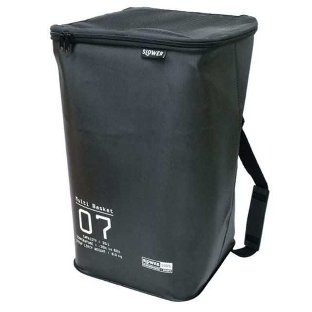 スロウワー(SLOWER) マルチバスケット バッグ 防水 肩掛け 大 35L（ 折りたたみ で アウトドア ランドリーバッグ ゴミ箱 非常時 などに） BLACK ブラック 35L HANG STOCK MULTI BASKET SLW273