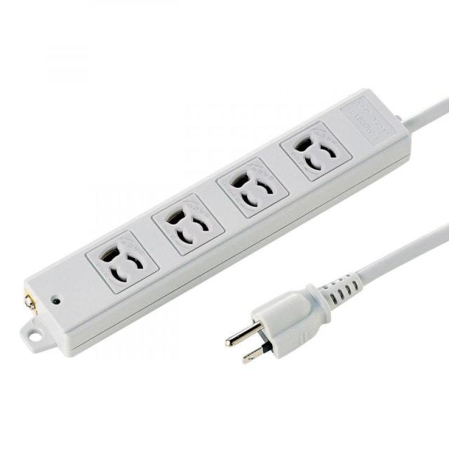 サンワサプライ 工事物件タップ 3P抜け止めマグネット (10m, ノーマル型(3P), 4個口)