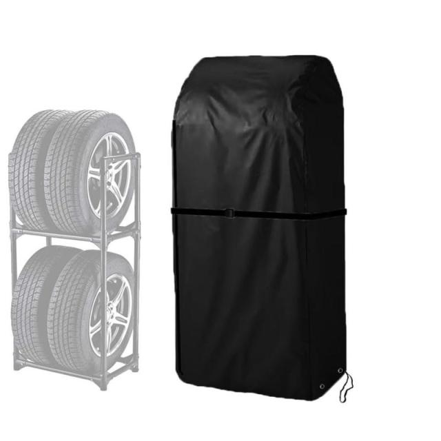 COVERGROUP タイヤラックカバー 屋外 防水 420D厚手 普通自動車用 ４本 タイヤ保管 収納 タイヤカバー 汚れ防止 劣化を防ぐ 雨よけカバー 紫外線カットブラケットなし (ブラック, タイヤラックカバー LL:幅76×奥行120×高さ145C
