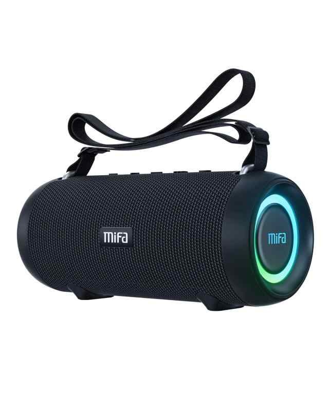 MIFA A90 Bluetoothスピーカー IPX7防水 60W大音量 ワイヤレスステレオ対応 RGB LEDライト 30時間連続再生 Micro SDカード対応 TWS機能 USB C充電 保護ケース・ポータブルストラップ付き