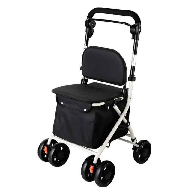 YLOVABLE シルバーカー コンパクト 手押し車 高齢者 軽量 歩行器 高齢者用 介護 老人 歩行車 折りたたむ 手押し車 歩行補助 老人 座れる 歩行補助 老人 座れる 3段高さ調節 (ブラック)