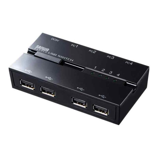 サンワサプライ 磁石付きUSB手動切替器 (USB2.0・ハブ付き・4回路)