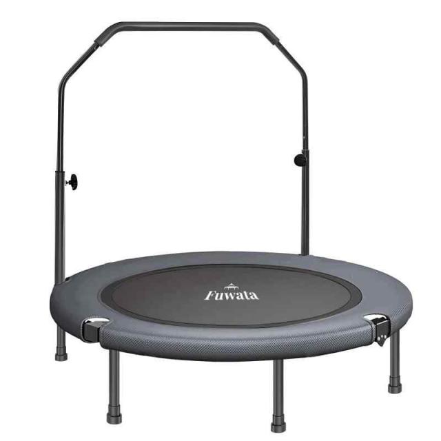 Fuwata トランポリン 手摺付き 室内用 大人用 子供用 大型102cm 耐荷重150kg 静音 折りたたみ ダイエット 家庭用 6本脚 (ダークグレー) 6,402円