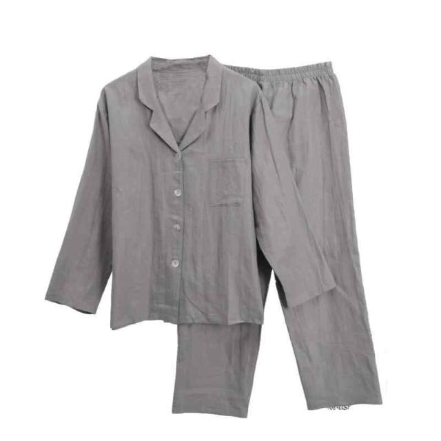 [RAKUYUME] パジャマ メンズ 春 夏 秋 リネン100 長袖 ルームウェア 前開き 上下 セット 吸汗速乾 高級 部屋着 寝間着 (ダークグレー, M Regular)