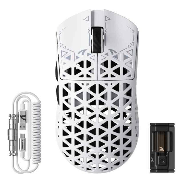 ATTACK SHARK R5Ultra カーボンファイバー製ゲーミングマウス ゲーミングマウス ワイヤレス 2.4g/bluetooth/USB-C 超軽量42g マウス コイルケーブル付き (ホワイト, 単品) 9,236円