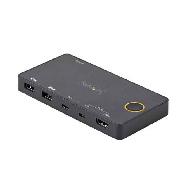 StarTech.com 2ポートKVMスイッチ/USB-A + HDMI & USB-Cスイッチャー/4K60Hz HDMI 2.0シングルモニタ対応/デスクトップ&ノートPC切替器/USBバスパワー/Thunderbolt 3互換 SV221HUC4K