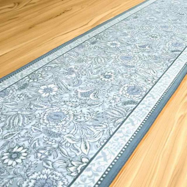 San-Luna 廊下 カーペット ロング 日本製 抗菌 防臭 吸水 速乾 120cm 180cm 240cm 340cm 360cm 440cm 480cm 540cm 700cm 720cm 65cm幅 80cm幅 95cm幅 (ボタニレル(ブルー),